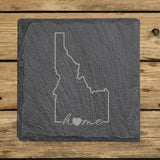 Idaho Slate Coaster Set – Engraved Natural Stone (Set of 4)