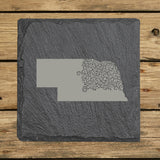 Nebraska Slate Coaster Set – Engraved Natural Stone (Set of 4)