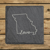 Missouri Slate Coaster Set – Engraved Natural Stone (Set of 4)