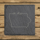 Iowa Slate Coaster Set – Engraved Natural Stone (Set of 4)