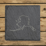 Alaska Slate Coaster Set – Engraved Natural Stone (Set of 4)