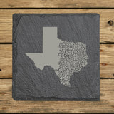 Texas Slate Coaster Set – Engraved Natural Stone (Set of 4)