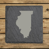 Illinois Slate Coaster Set – Engraved Natural Stone (Set of 4)