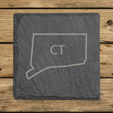Connecticut Slate Coaster Set – Engraved Natural Stone (Set of 4)