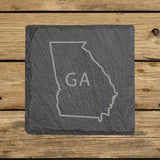 Georgia Slate Coaster Set – Engraved Natural Stone (Set of 4)