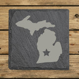 Michigan Slate Coaster Set – Engraved Natural Stone (Set of 4)