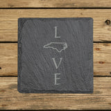 North Carolina Slate Coaster Set – Engraved Natural Stone (Set of 4)