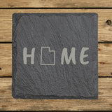 Utah Slate Coaster Set – Engraved Natural Stone (Set of 4)