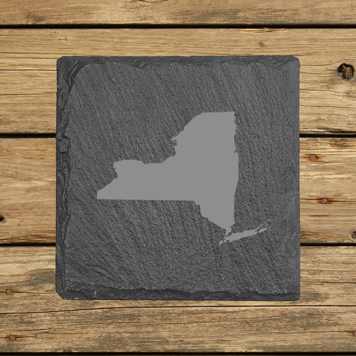 New York Slate Coaster Set – Engraved Natural Stone (Set of 4)