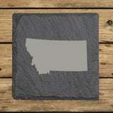 Montana Slate Coaster Set – Engraved Natural Stone (Set of 4)