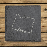 Oregon Slate Coaster Set – Engraved Natural Stone (Set of 4)