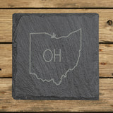 Ohio Slate Coaster Set – Engraved Natural Stone (Set of 4)