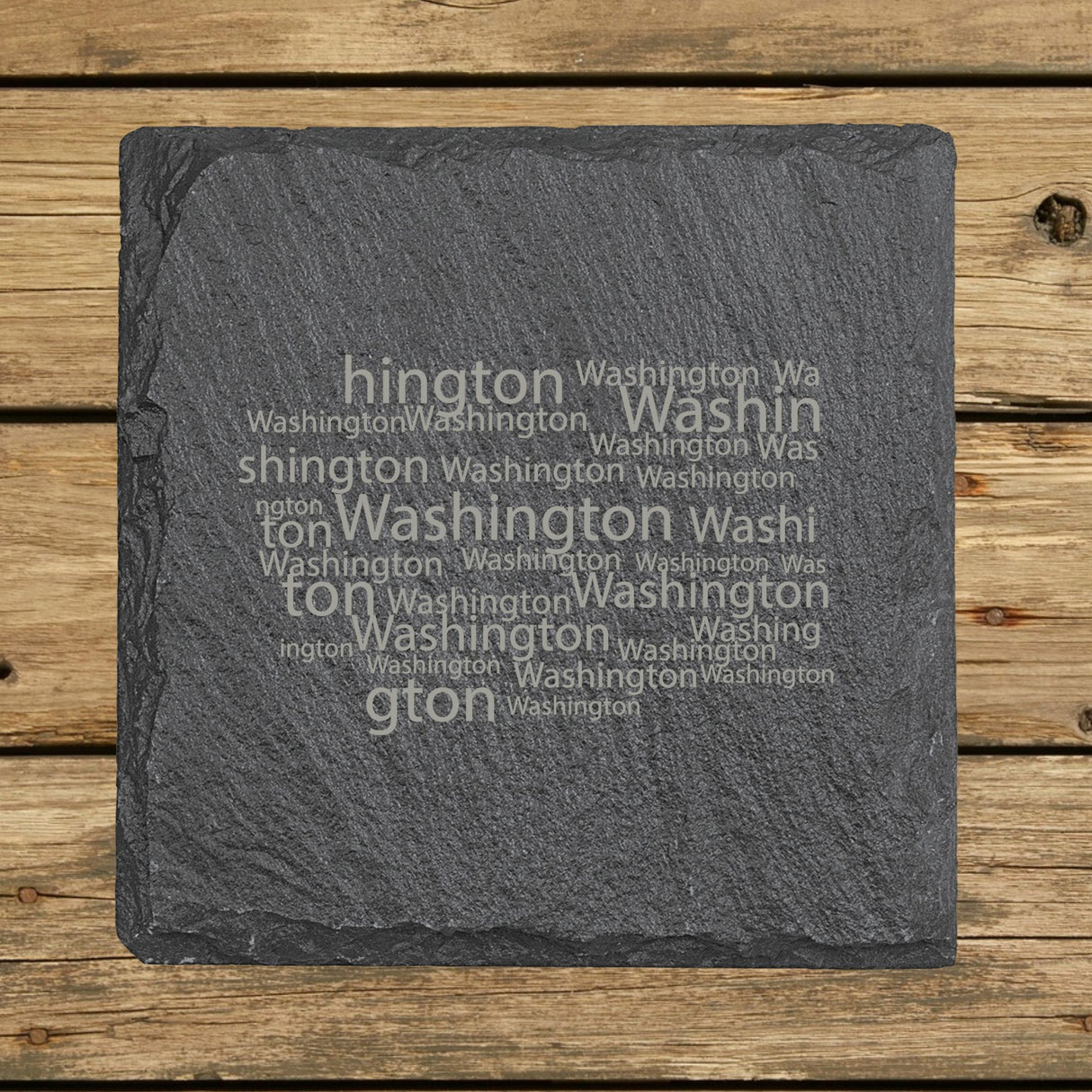 Washington Slate Coaster Set – Engraved Natural Stone (Set of 4)