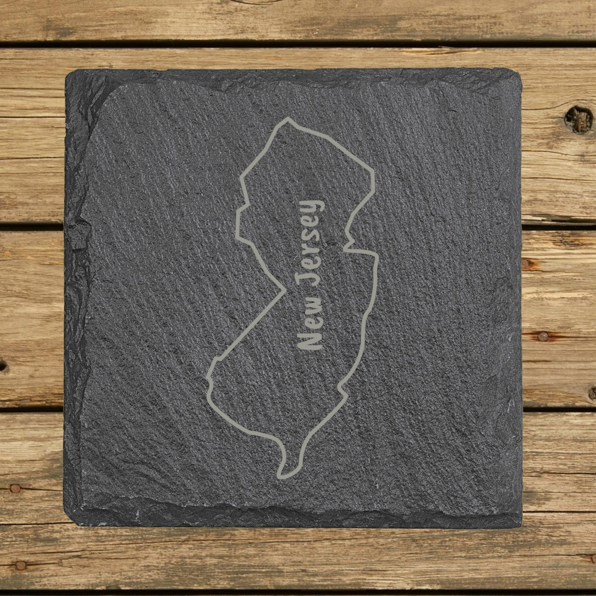 New Jersey Slate Coaster Set – Engraved Natural Stone (Set of 4)