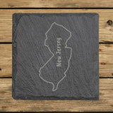 New Jersey Slate Coaster Set – Engraved Natural Stone (Set of 4)
