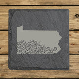 Pennsylvania Slate Coaster Set – Engraved Natural Stone (Set of 4)