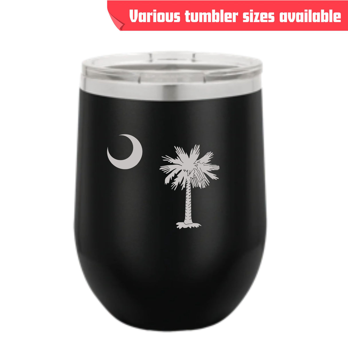 Palmetto Tree Moon Tumbler – Laser Engraved Stainless Steel, 4 Sizes Available