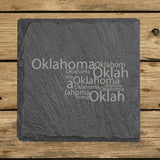 Oklahoma Slate Coaster Set – Engraved Natural Stone (Set of 4)