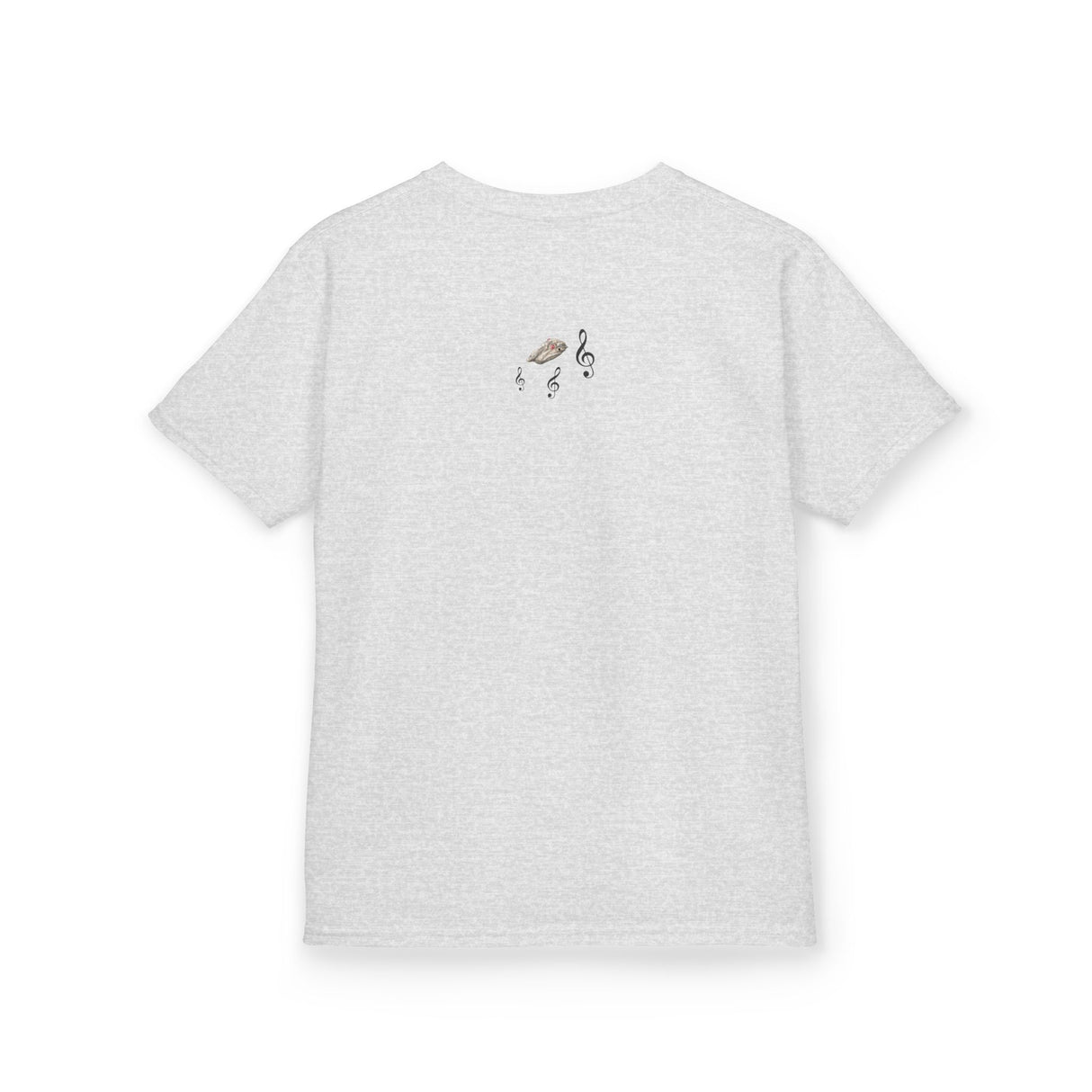 Kids Tee - Treble Maker Design Hand Drawn by Flounder's Mom, Nina Featuring Flounder the Purrmaid Playing Piano for Mouse Toy
