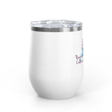 Wine Tumbler — "Paint With All The Colors Of The Wind" Flounder the Purrcasso Artwork
