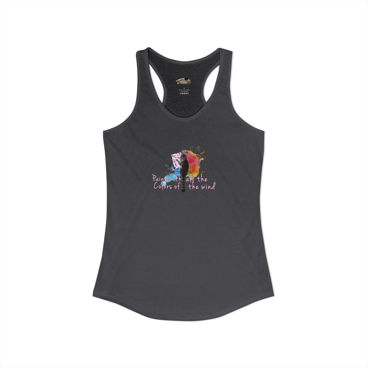 Women's Racerback Tank — "Paint With All the Colors of the Wind" Flounder the Purrcasso Art Tank