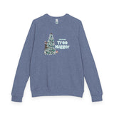 Raglan Crewneck Sweatshirt Christmas Tree Hugger Flounder the Purrmaid Design