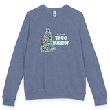 Christmas Tree Hugger raglan crewneck - Heather Denim