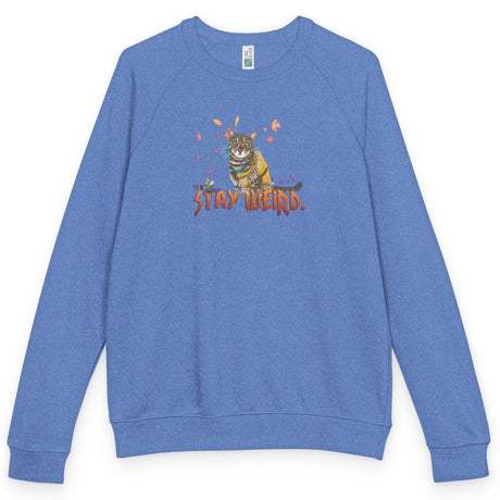 Stay Weird Flocahontas raglan crewneck - Heather Royal