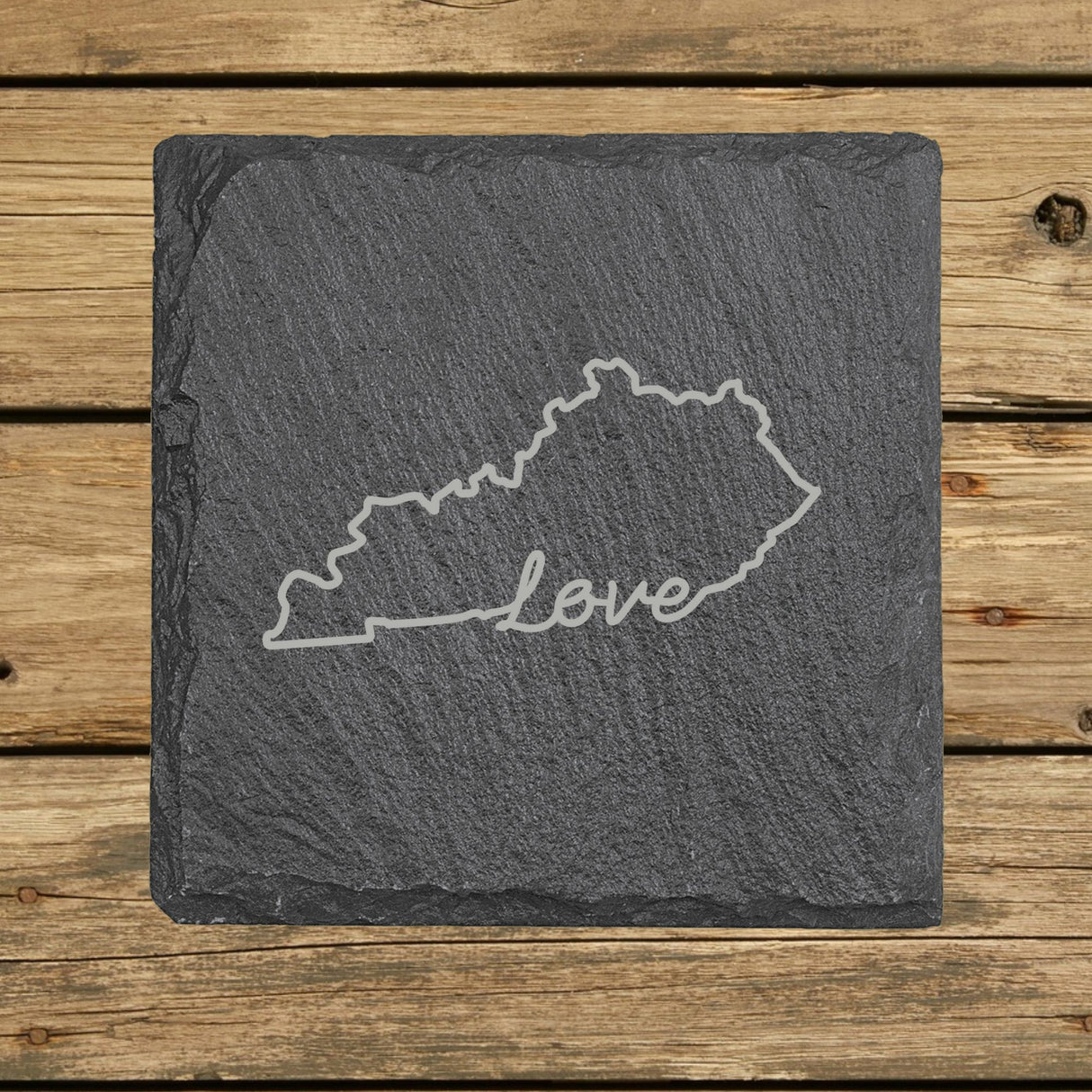 Kentucky Slate Coaster Set – Engraved Natural Stone (Set of 4)