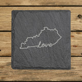 Kentucky Slate Coaster Set – Engraved Natural Stone (Set of 4)