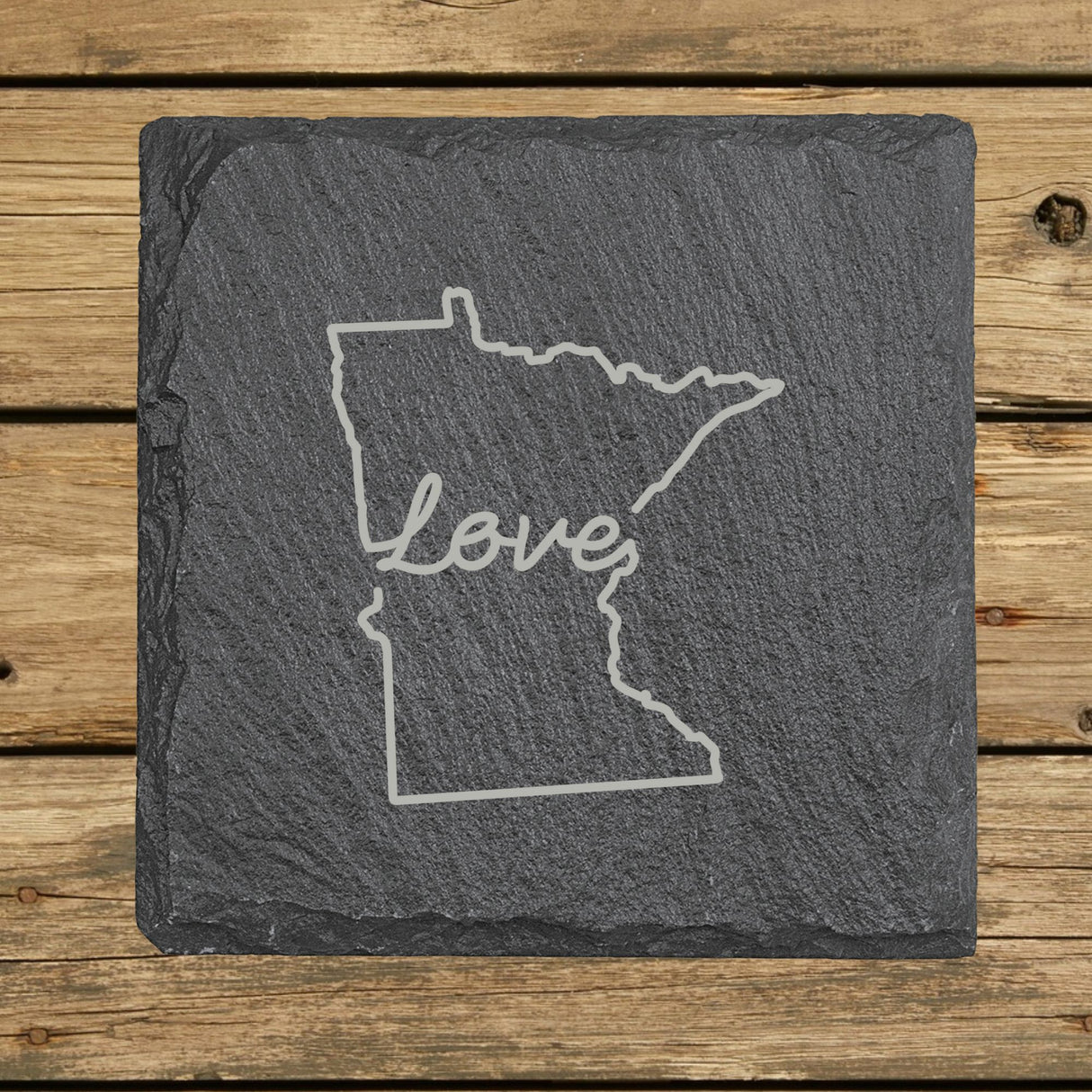 Minnesota Slate Coaster Set – Engraved Natural Stone (Set of 4)