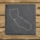 California Slate Coaster Set – Engraved Natural Stone (Set of 4)