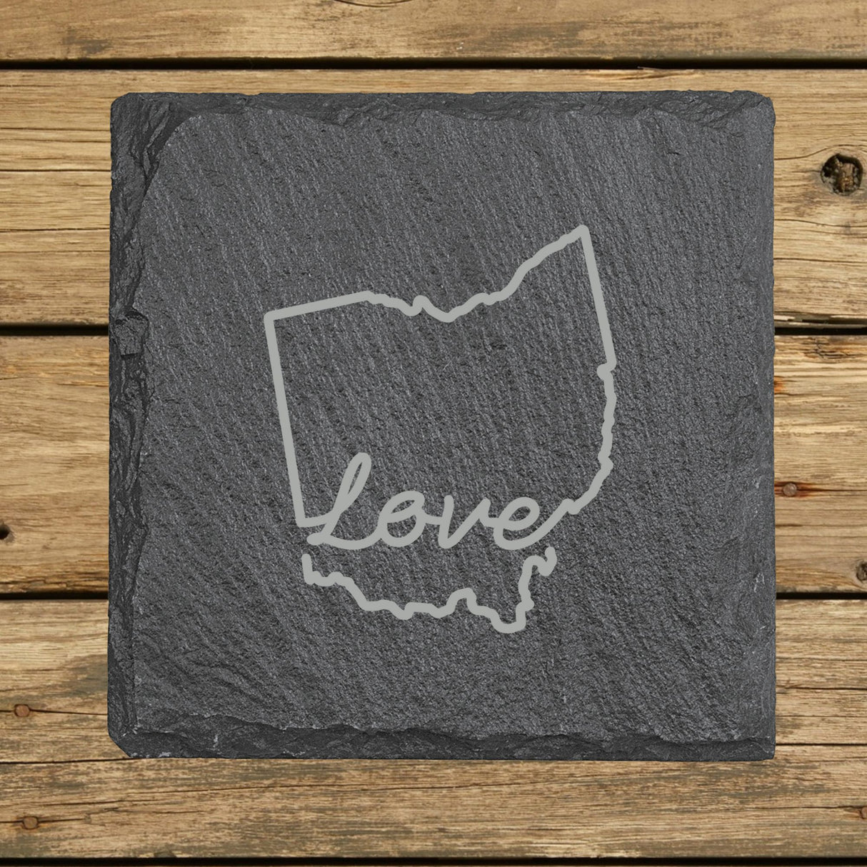 Ohio Slate Coaster Set – Engraved Natural Stone (Set of 4)