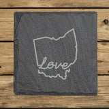 Ohio Slate Coaster Set – Engraved Natural Stone (Set of 4)