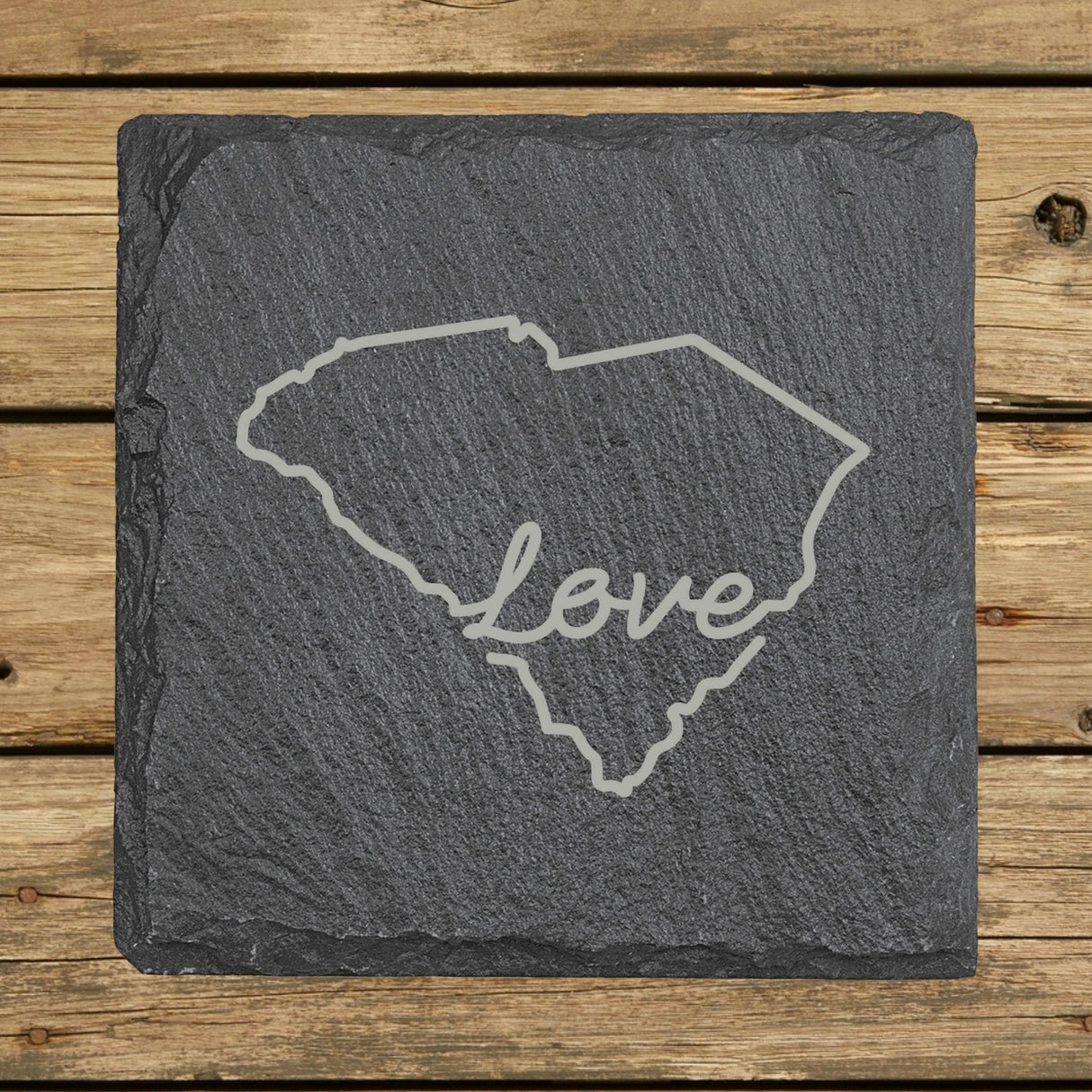 South Carolina Slate Coaster Set – Engraved Natural Stone (Set of 4)