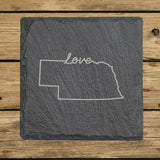 Nebraska Slate Coaster Set – Engraved Natural Stone (Set of 4)