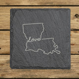 Louisiana Slate Coaster Set – Engraved Natural Stone (Set of 4)