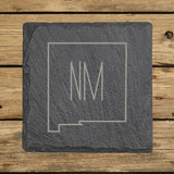 New Mexico Slate Coaster Set – Engraved Natural Stone (Set of 4)