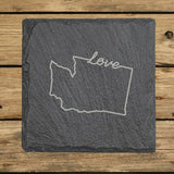 Washington Slate Coaster Set – Engraved Natural Stone (Set of 4)
