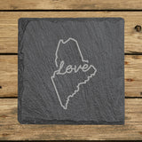 Maine Slate Coaster Set – Engraved Natural Stone (Set of 4)