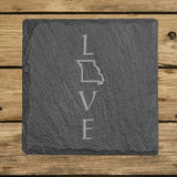 Missouri Slate Coaster Set – Engraved Natural Stone (Set of 4)