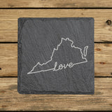 Virginia Slate Coaster Set – Engraved Natural Stone (Set of 4)