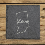 Indiana Slate Coaster Set – Engraved Natural Stone (Set of 4)