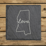 Mississippi Slate Coaster Set – Engraved Natural Stone (Set of 4)