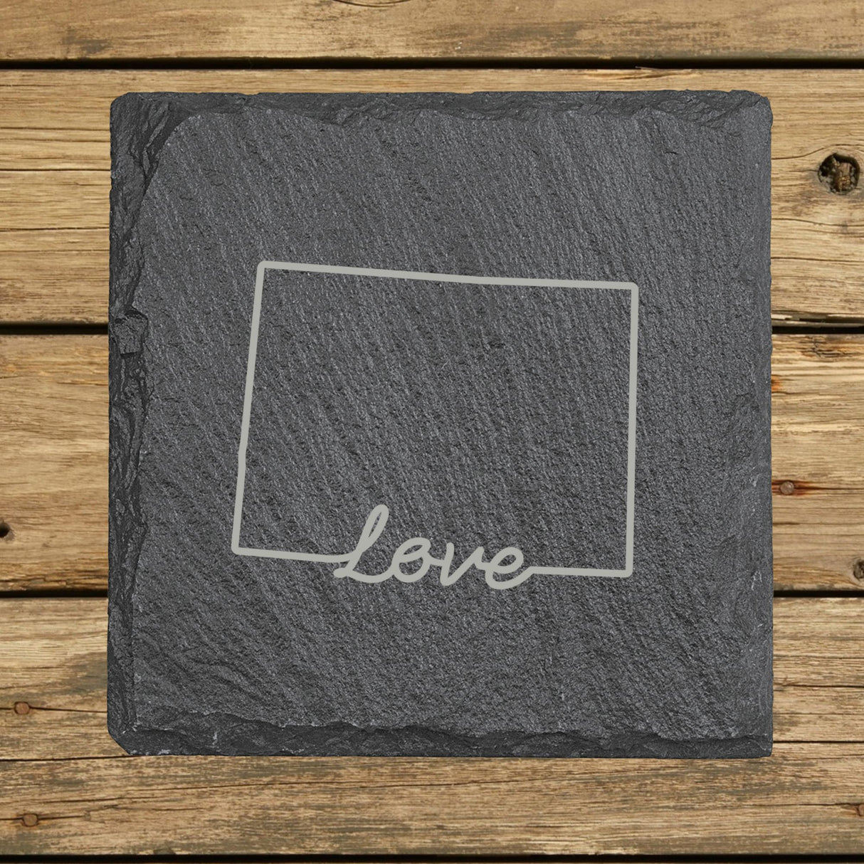 Colorado Slate Coaster Set – Engraved Natural Stone (Set of 4)
