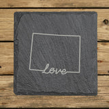 Colorado Slate Coaster Set – Engraved Natural Stone (Set of 4)