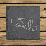 Maryland Slate Coaster Set – Engraved Natural Stone (Set of 4)