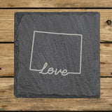 Wyoming Slate Coaster Set – Engraved Natural Stone (Set of 4)