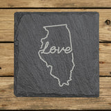 Illinois Slate Coaster Set – Engraved Natural Stone (Set of 4)