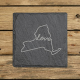 New York Slate Coaster Set – Engraved Natural Stone (Set of 4)